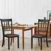 Set of 2 Solid Wood Mission Style Armless Dining Chairs with Brown Seat