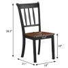 Set of 2 Solid Wood Mission Style Armless Dining Chairs with Brown Seat