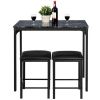 Modern 3-Piece Dining Set Table-Top and 2 Black Chairs Stools
