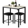 Modern 3-Piece Dining Set Table-Top and 2 Black Chairs Stools