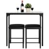 Modern 3-Piece Dining Set Table-Top and 2 Black Chairs Stools