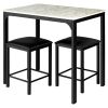 Modern 3-Piece Dining Set Table-Top and 2 Black Chairs Stools