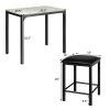 Modern 3-Piece Dining Set Table-Top and 2 Black Chairs Stools