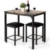 Modern 3-Piece Dining Set Table-Top and 2 Black Chairs Stools