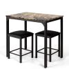 Modern 3-Piece Dining Set Table-Top and 2 Black Chairs Stools