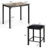 Modern 3-Piece Dining Set Table-Top and 2 Black Chairs Stools