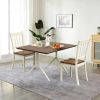 Set of 2 Solid Wood Mission Style Armless Dining Chairs with Brown Seat