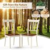 Set of 2 Solid Wood Mission Style Armless Dining Chairs with Brown Seat
