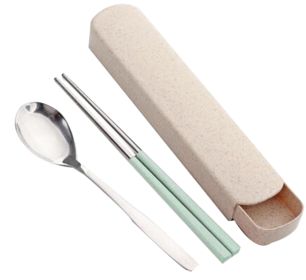 Portable Stainless Steel Flatware Spoon Chopsticks Tableware Set (Option: C)