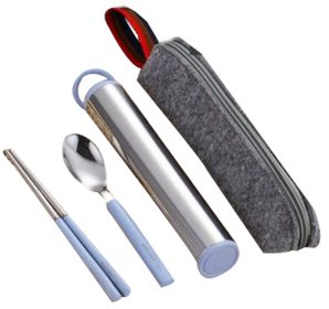 Portable Stainless Steel Flatware Spoon Chopsticks Tableware Set (Option: F)