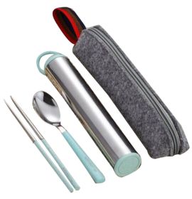 Portable Stainless Steel Flatware Spoon Chopsticks Tableware Set (Option: E)