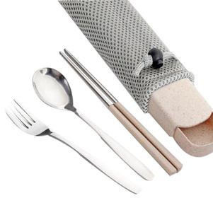 Portable Stainless Steel Flatware Spoon Chopsticks Tableware Set (Option: D)