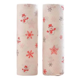 2 Rolls Disposable Kitchen Paper Towels Kitchen Paper Tissue (Option: Snowman)