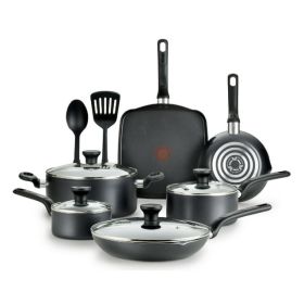 T-fal Easy Care 12-Piece Non-Stick Cookware Set, Pots and Pans (Option: Grey)