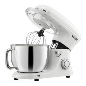 Stand Mixer, 6 QT Dough Mixer, 660W 6 + P Speeds Tilt-head Food Mixer with Stainless Steel Bowl, Dough Hook, Wire Whip, Flat Beater, Scraper, Househol (capacity: 6.2 L, Color: Off White)