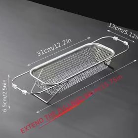 Expandable Stainless Steel Kitchen Sink Drain Basket - Adjustable Dish, Bowl & Cutlery Washing Rack with Space-Saving Design, Drains Forks, Knives (capacity: small)