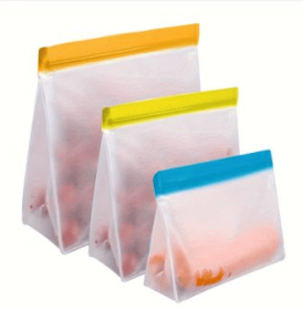 Reusable Food Storage Bags Stand Up, 3 Pack Leakproof Gallon Freezer Bags, BPA Free Snack Bags, Reusable Plastic Bags (Quantity: 3PCS  S (yellow)+M (blue)+L (orange))