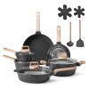 17 Piece Pots and Pans Set Granite Nonstick Kitchen Cookware Induction