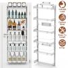 Over The Door Pantry Organizer 6-Tier Pantry Door Organizer Carbon Steel 110LBS Loading Easy Install Behind Door Storage For Closet Kitchen Bathroom 5