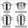 Multi Tiers Kitchen Pan Cookware Stainless Steel Steamer Set