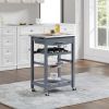 Mobile Rolling Kitchen Island Trolley Serving Cart with Underneath Drawer & Slide-Out Wire Storage Basket