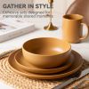 12-Piece Stoneware Dinnerware Sets with Mugs | Microwave & Dishwasher Safe | Non-Toxic Dinner Plates Bowls Set | Stackable Matte Glaze Kitchenware for